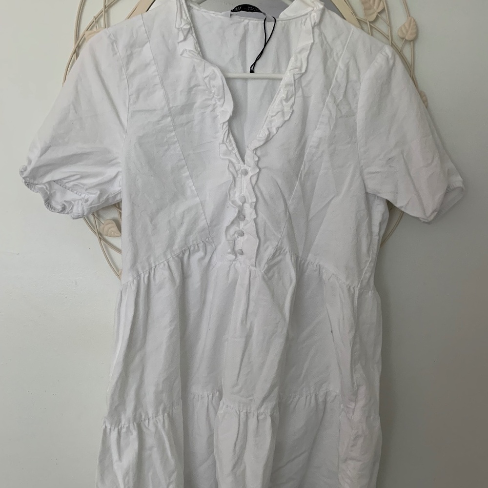 Zara - White Short Sleeve Summer Dress